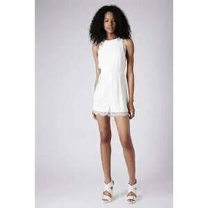 Topshop Ivory white lace trim romper size 4